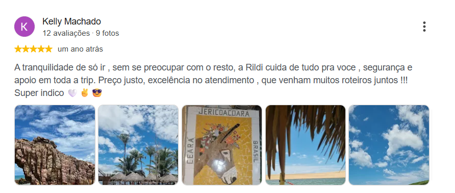 Avaliação de cliente no Google — Rildi Viagens